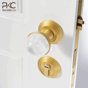 Khóa cửa tay nắm pha lê quả cầu kiểu Pháp PKC123