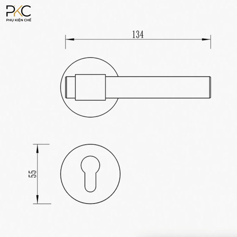 Khóa Cửa Tay Gạt Đồng Thau PKC210 - Ảnh 5