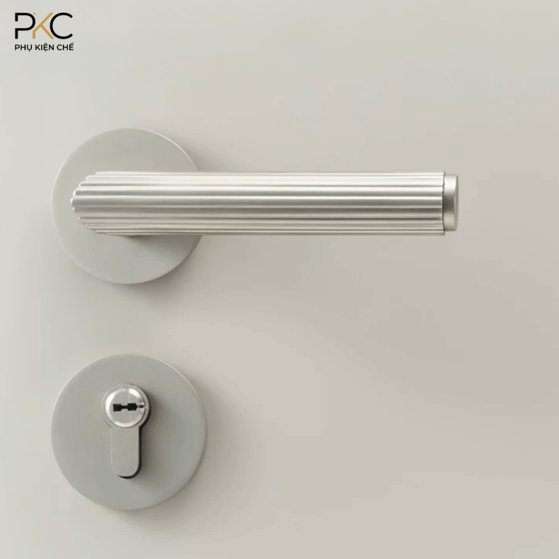 Khóa Cửa Phân Thể Tay Gạt Kẻ Sọc Đồng Thau PKC212 - Ảnh 4