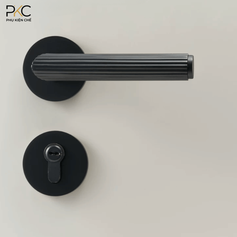 Khóa Cửa Phân Thể Tay Gạt Kẻ Sọc Đồng Thau PKC212 - Ảnh 5