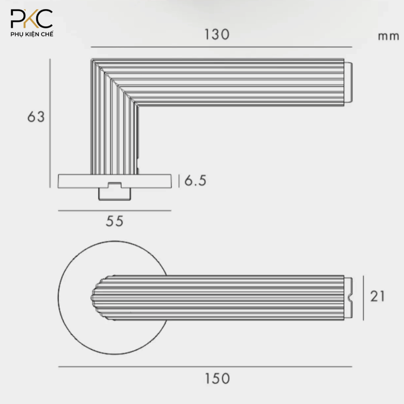 Khóa Cửa Phân Thể Tay Gạt Kẻ Sọc Đồng Thau PKC212 - Ảnh 6