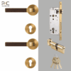 Khóa Cửa Đồng Thau Phối Gỗ PKC221 - Ảnh 6