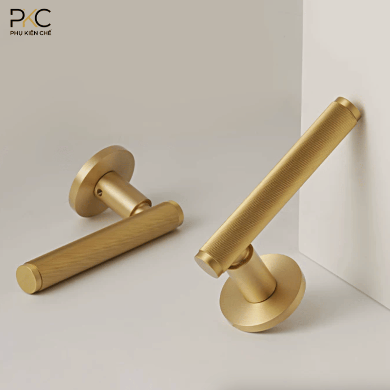 Khóa Cửa Tay Gạt Đồng Thau Phay Vân Chéo PKC222 - Ảnh 4